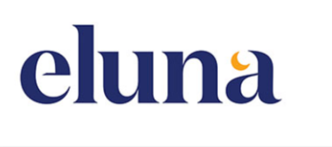 Logotipo de Eluna con luna creciente en letra A