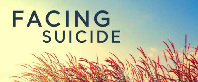 Logotipo del documental Facing Suicide con trigo y cielo oscuro.